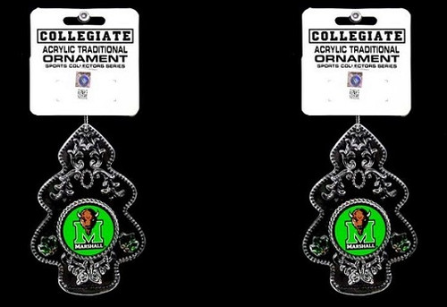 Marshall Thundering Herd NCAA Acrylic Traditional Tree Ornament 2 Pack