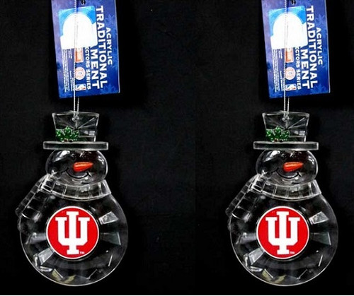 Indiana Hoosiers NCAA Acrylic Traditional Snowman Ornament 2 Pack