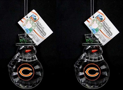 Chicago Bears NFL Acrylic Traditional Snowman Ornament 2 Pack